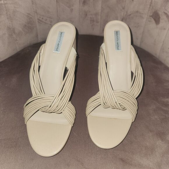 NWT Saks Fifth Avenue Rapid Nude-SM Block heel sandals Sz 11M Boho Chic - Picture 3 of 6